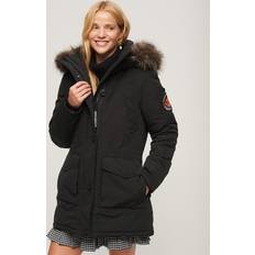 Superdry Damen Bekleidung Superdry Damen Dunkelgrau Everest Parka mit Kunstfellkapuze, Größe: Dunkelgrau