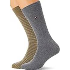 Tommy Hilfiger mens Stripe Classic Sock, olive/grey melange, 39-42 2er Pack