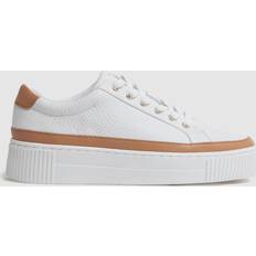 Reiss Leanne Leather Low Top Trainers, Camel/White