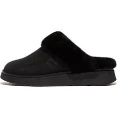 Fitflop Slippers Fitflop Gen-FF Shearling Collar Suede Slippers - All Black