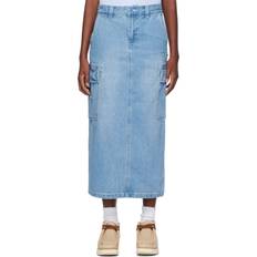 Bape Women Clothing Bape Indigo Patch Denim Cargo Midi Skirt