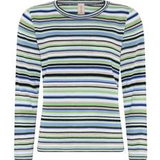Skovhuus Tøj Skovhuus Skovhuus Pullover Stribet Marine Blå Smoothie Grøn-XXL