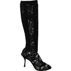 Viskose Dolce & Gabbana Black Taormina Lace Socks Boots Shoes Pumps EU36/US5.5