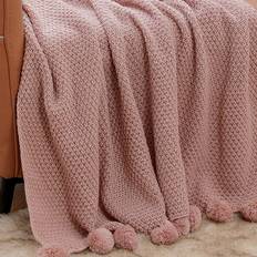 Shein 1pc Pom Pom Throw Blanket Filt Rosa