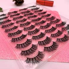 Temu 20 pairs Reusable Mink Eyelashes Long Thick and Natural Looking False Lashes for a Dramatic Makeup Look Multicoloured