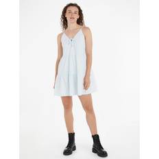 Cotone Vestiti Tommy Jeans Poplin Tiered Strappy Dress Shimmering Blue