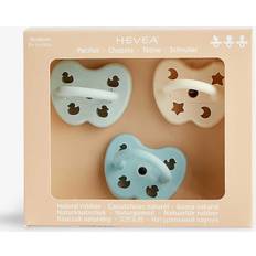 Hevea Mint, Natural, Baby Blue Kids Orthodontic Pack of Three Natural Rubber Pacifier 3-36 Months