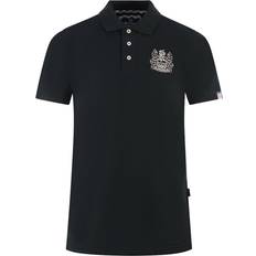 Aquascutum Clothing Aquascutum Branded Sleeve Black Polo Shirt