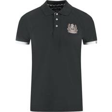 Aquascutum Branded Collar Black Polo Shirt