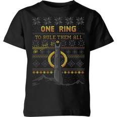 The Lord Of The Rings One Ring Kids' Christmas T-Shirt in Black 5-6 Years Black