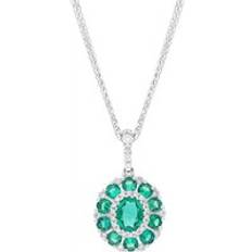 Mujer - Oro Blanco Amuletos y Colgantes 18ct White Gold Emerald Diamond Cluster Oval Pendant White Gold