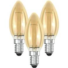 paul russells E14 Small Edison Screw LED Filament Pack of 3 – 2.5W 25W Equivalent 250LM Lumen 2200K Amber SES Candle C35 Bulbs – Energy Saving