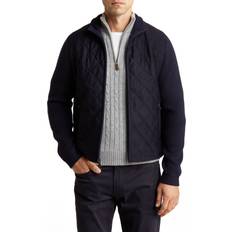 Wool Jackets Amicale Men's Mixed Media Wool Blend Puffer Jacket Navy