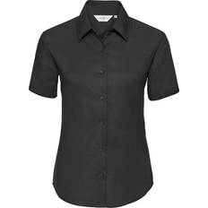 Men - XS Blouses Russell Collection Short Sleeve Easy Care Oxford Shirt Black