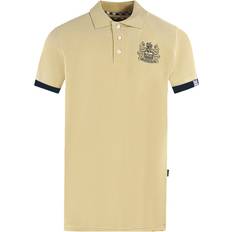 Beige Polo Shirts Aquascutum Branded Collar Beige Polo Shirt