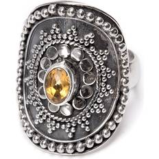 Smycken Bali Ringar Citrin, silverring med sköld Filigran silversmycken