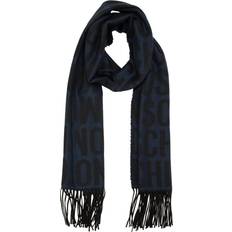 Moschino Accessoarer Moschino Accessoarer, Herr, Blå ONE SIZE, AW23, Ullhalsduk, Logomönster, Fransdetaljer