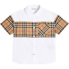 Multicoloured Shirts Burberry Devon Check-Print Stretch-Cotton Shirt - White