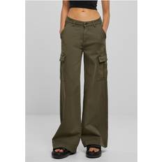 Urban Classics High Waist Wide Leg Twill Cargo Pants - Beige