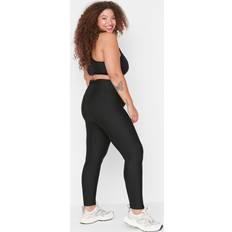 Color sólido - Negro Leggings Trendyol Collection Curve Große Größen In Leggings Schwarz Hoher Bund für Damen