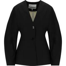 Ganni Dame Blazere Ganni blazer F8339 Fitted Drapey Melange black