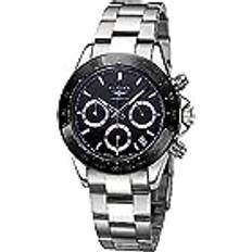 Elysee Armbandsur Elysee Sport Chrono 40 mm silver rostfritt 10 ATM klocka, svart