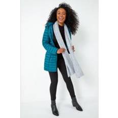 Turquoise - Women Coats Petite Quilted Longline Puffer Coat in Teal