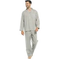 Grå - Herre Pysjamaser Walter Grange Mens Checked Pajama Set Grey