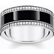 Noir Bagues Thomas Sabo Bague pour femme TS003 TR2446-691-11-56 Argent, Émail Argenté