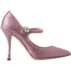 Viscose Shoes Dolce & Gabbana Pink Mary Jane Crystal Pumps High Heels Shoes EU39/US8.5