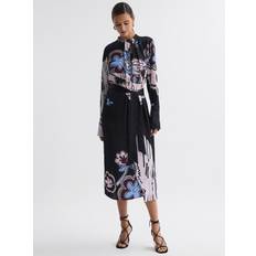 Reiss Midi Dresses Reiss Womens Black Samara Graphic-print Woven Midi