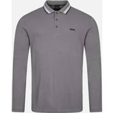 Lang Poloshirts BOSS Long Sleeve Plisy Polo Shirt Grey