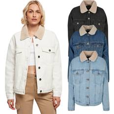 Urban Classics Dam dam överdimensionerad sherpa denim jacka, clearblue washed