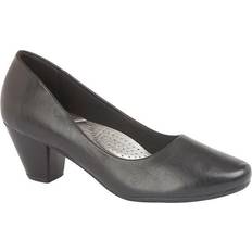 PU Leather Plain Court Shoe 45mm Heel Black