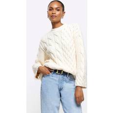 River Island Hauts River Island Womens Cream Cable Knit Jumper Cream