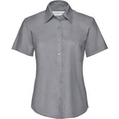 Men - XS Blouses Russell Collection Short Sleeve Easy Care Oxford Shirt Silver