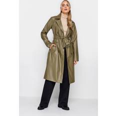 Leather Coats LTS Tall Faux Leather Trench Coat Green