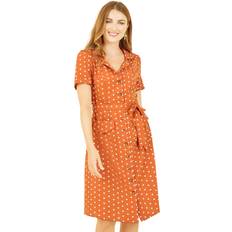 Orange - Shirt Dresses Yumi Womens Orange Spot Retro Shirt Dress