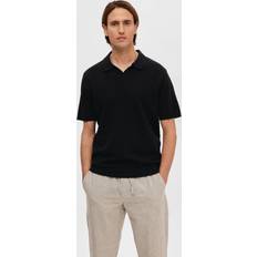 Leinen Poloshirts Selected Homme Slhlake Linen Ss Polo Kortærmede poloer Black