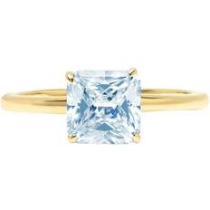 Eternity Rings - Gold Clara Pucci 1.5ct asscher cut natural swiss blue topaz 18k yellow gold anniversary engagement ring