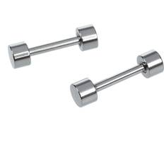 Men Earrings Spactz Pair of Men's Barbell Titanium steel Ear Studs Earrings 3mm Silver