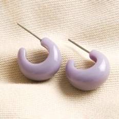 Purple Earrings Lilac Domed Resin Hoop Earrings purple one