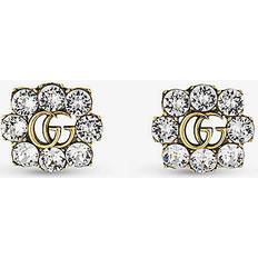 Gucci Womens Brass GG Marmont Gold-toned Brass and Crystal Earrings