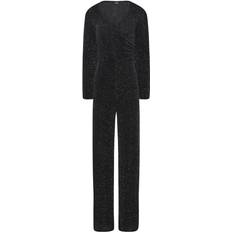 Stretch - Women Jumpsuits & Overalls LTS Tall Glitter Wrap Jumpsuit Black 18-20