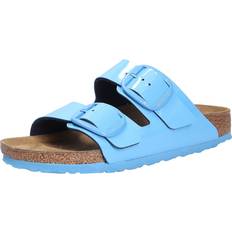 Lackleder Sandalen Birkenstock Pantolette Blau Flacher Absatz für Damen