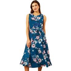 Midi Dresses - Turquoise Yumi Floral Skater Dress, Teal/Multi