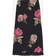 Soie Jupes The Kooples Floral Silk Midaxi Skirt With Lace Trim