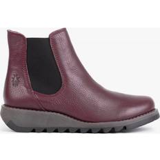 Fly London Shoes Fly London Salv Burgundy Pebbled Leather Wedge Chelsea Boots 36