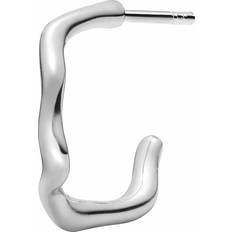 Rhodium Øreringe Maria Black Hoop Silver