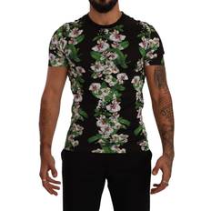 Floral - Man T-shirts Dolce & Gabbana Black Floral Print Crewneck T-shirt IT44